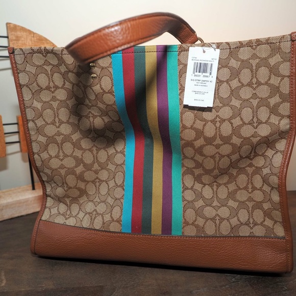 Coach Dempsey Tote 40 Signature Jacquard Stripe Coach Patch C5793 - Picture 8 of 14